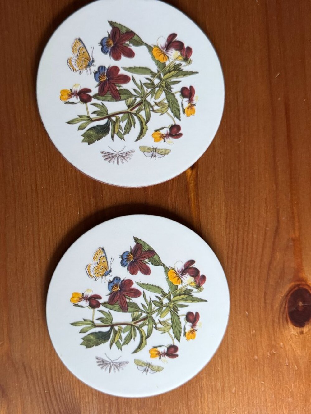 Vintage Portmeirion Botanic Garden Round Coasters Set of 6 with Box - Cork Base - Picture 9 of 11